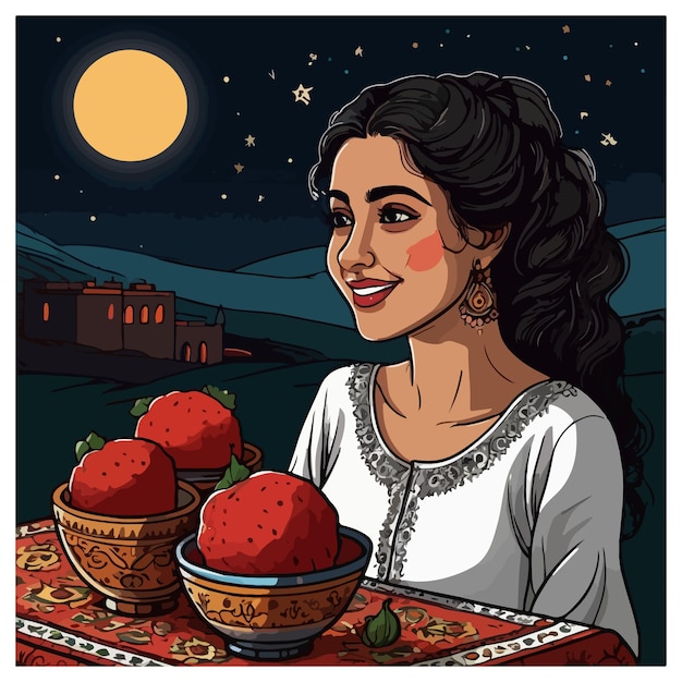 Vector happy yalda night hand drawn illustration vector isolated background