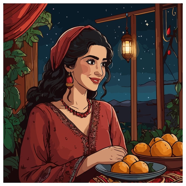 Vector happy yalda night hand drawn illustration vector isolated background