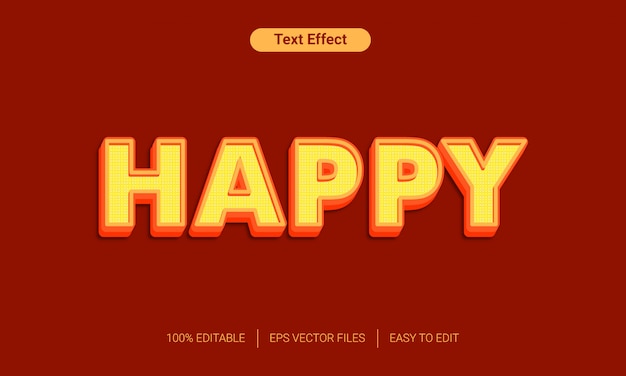 Happy yellow 3d text style effect