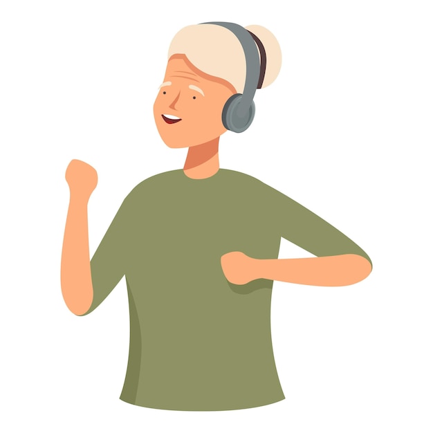 Vector happy young adult dancing with headphones