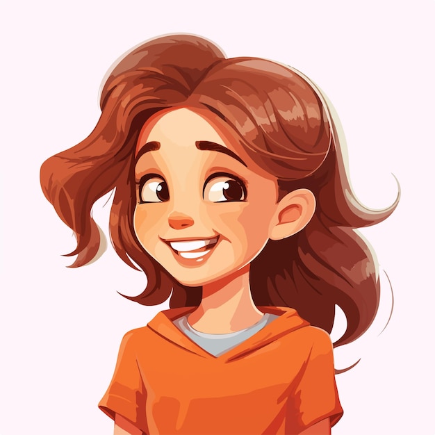 Happy Young Girl Smiling Vector Illustration