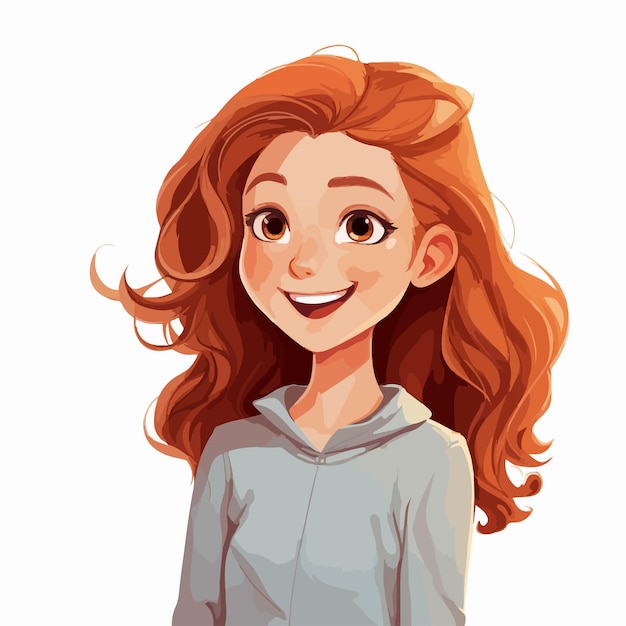 Happy Young Girl Vector Illustration