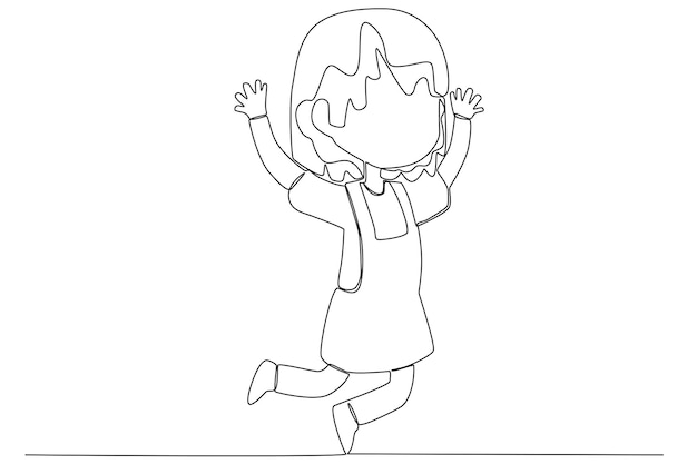 A happy young girl wearing a romper skirt for children's day illustration