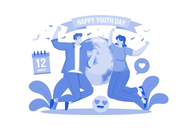 Vector happy youth day illustration concept on white background