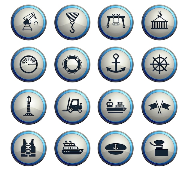 Vector harbor web icons for user interface design