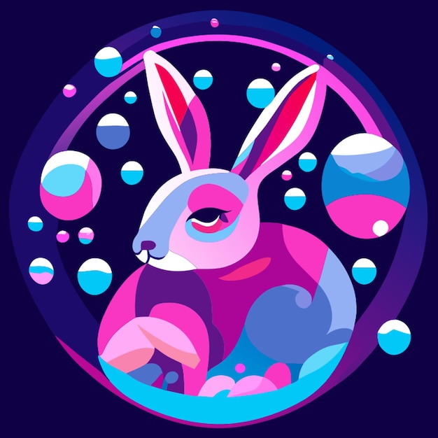 Vector hare bubbles brush vector illustration