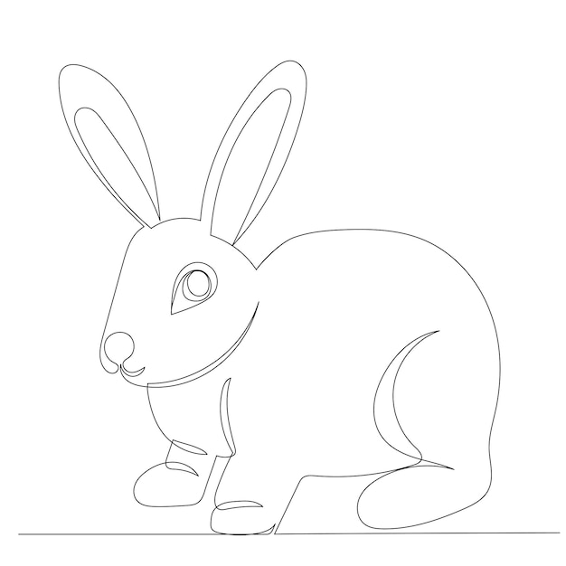 Hare drawing by one continuous line vector