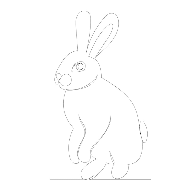 Hare drawing by one continuous line