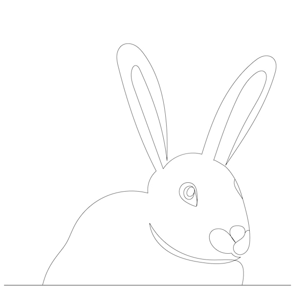 Hare portrait drawing in one continuous line