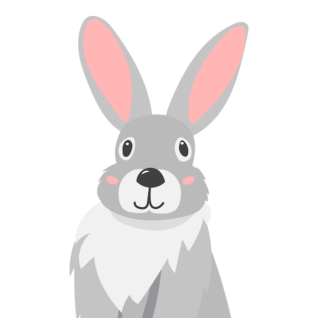 Hare portrait flat design cartoons on white background isolated