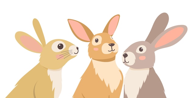 Hare rabbit portrait cartoon flat design isolated vector