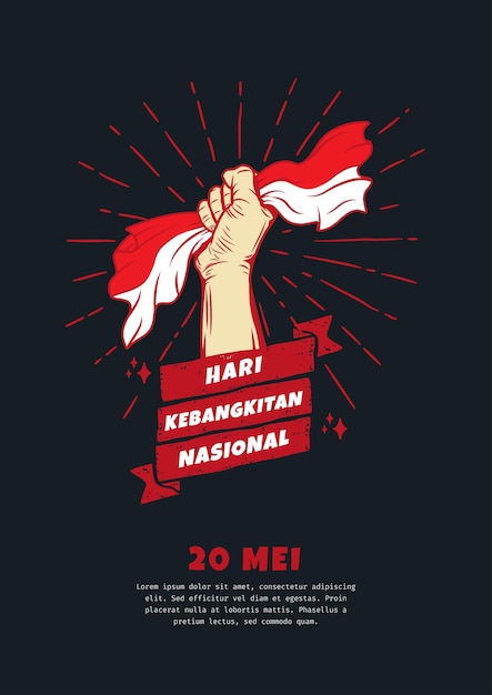 Hari Kebangkitan Nasional 20 Mei Translation May 20 National Awakening Day of Indonesia vector poster illustration