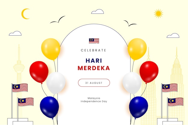 Hari Merdeka Malaysia Independence Day Flat Design Template