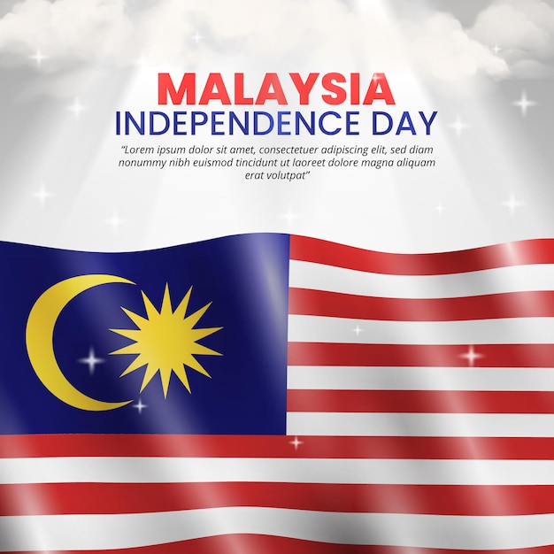 Hari Merdeka Malaysia or Malaysia independence day background with a Malaysia flag