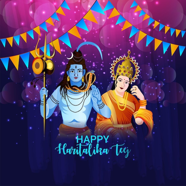 Haritalika teej celebration with vector illustration