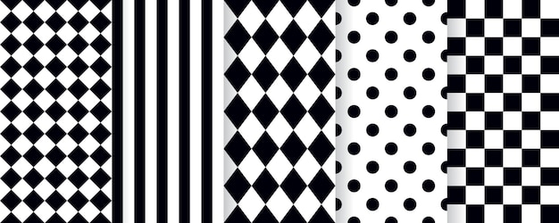 Harlequin seamless pattern. Vector illustration. Black white background with rhombuses.