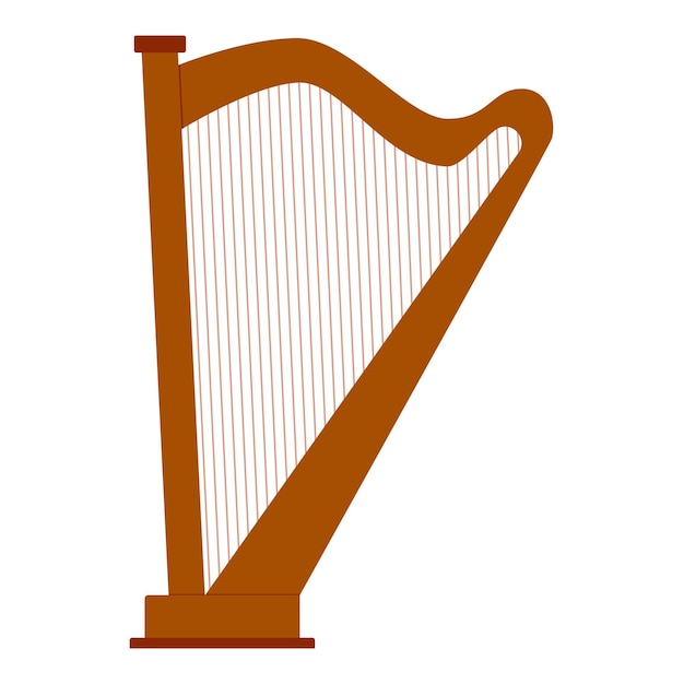 Harp is isolated on a white background. A stringed musical instrument. Flat style. Vector