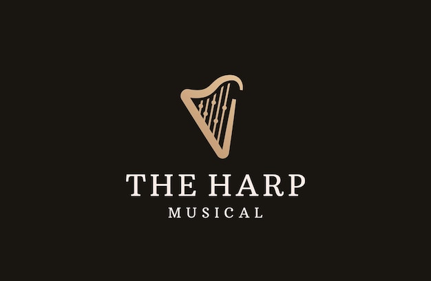 Harp musical instrument logo icon design template flat vector