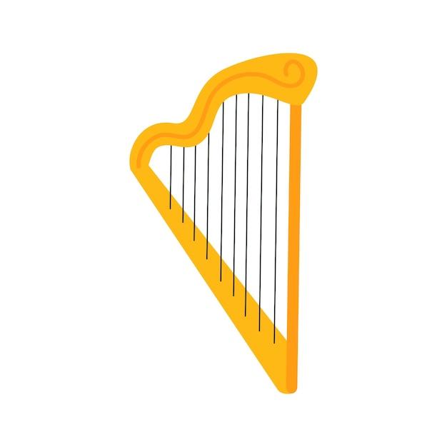 Harp Vector cartoon hand drawn illustration