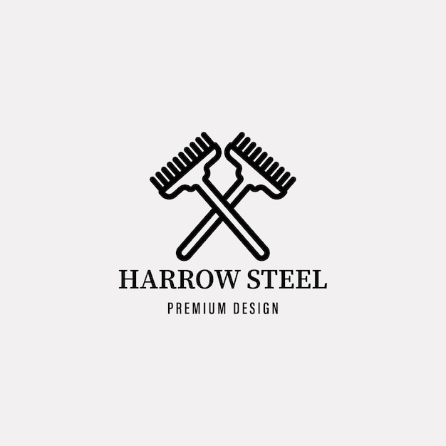 Harrow steel icon minimalist vector logo line art illustration design