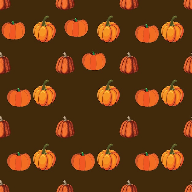 Harvest Time Pumpkin Seamless Vector Pattern Design