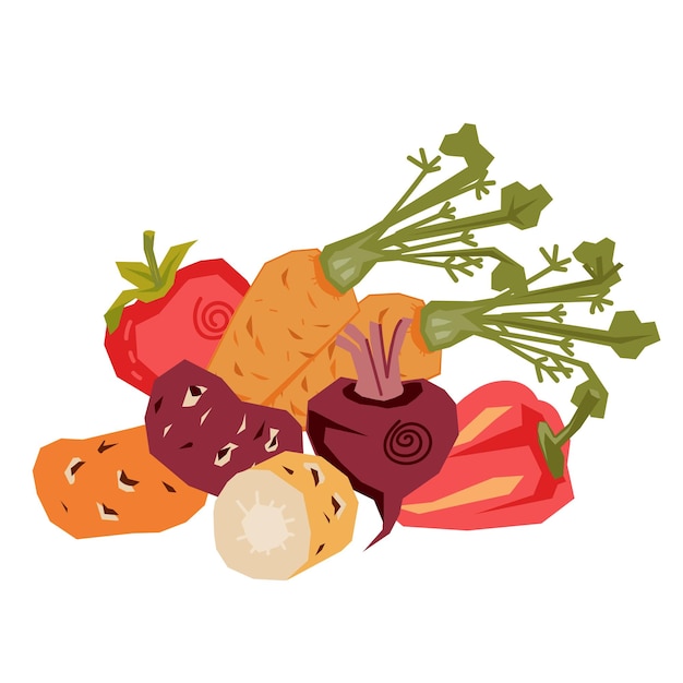 Harvest of vegetables flat vector illustration isolated on white background