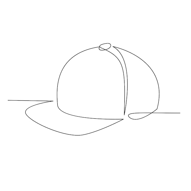 Hat cap one line drawing isolated on white background