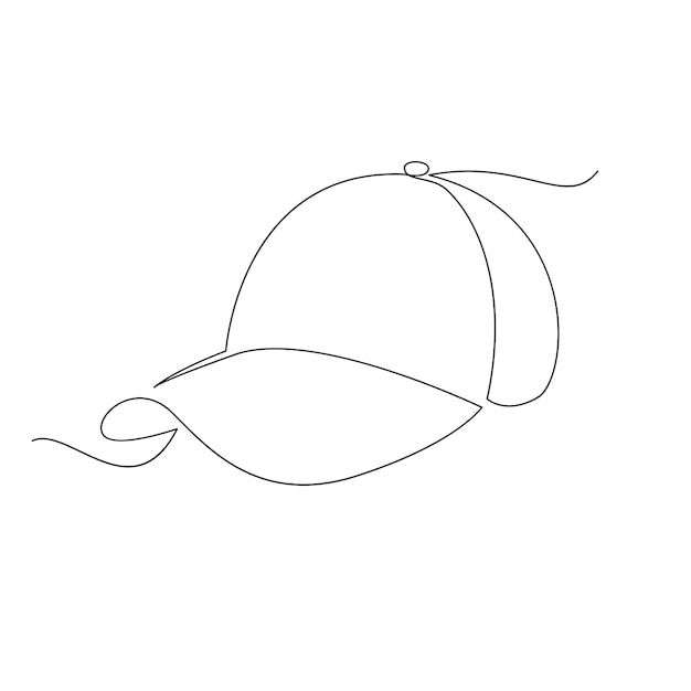 Hat cap one line drawing isolated on white background