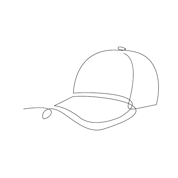 Hat cap one line drawing isolated on white background