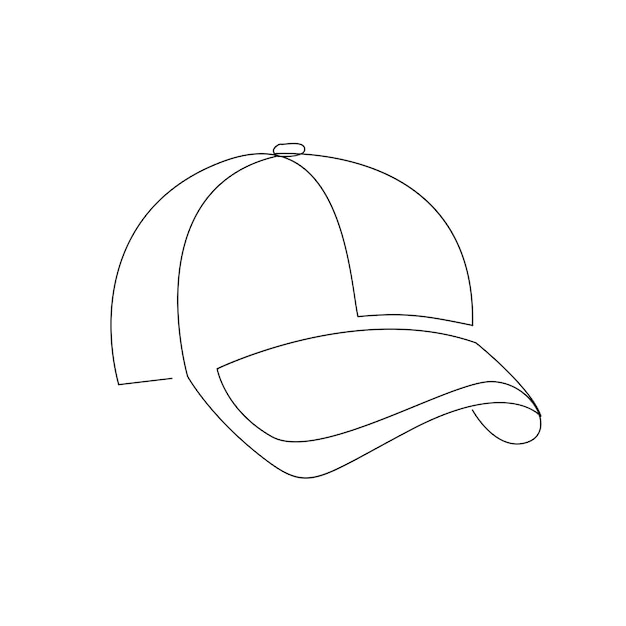 Hat cap one line drawing isolated on white background