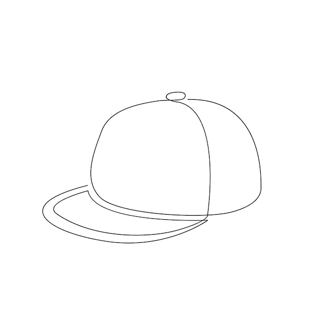 Hat cap one line drawing isolated on white background