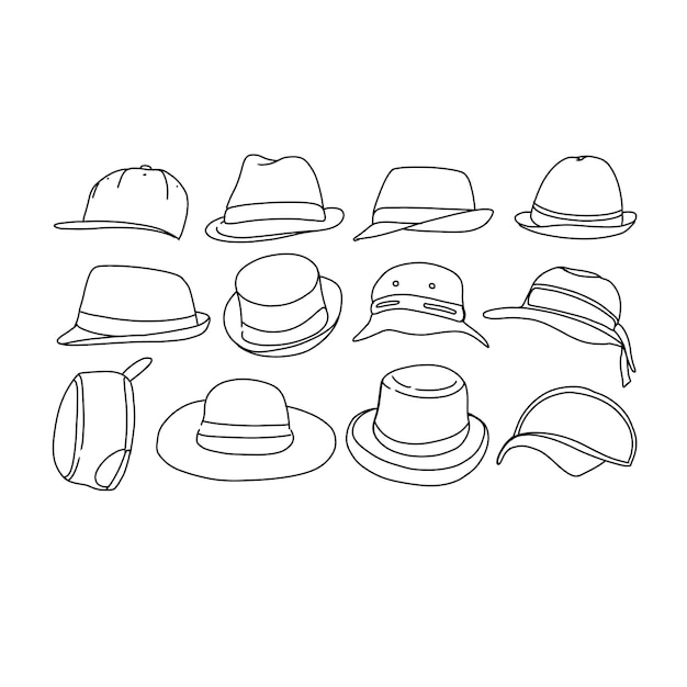 hat hand drawn doodle illustrations vector set