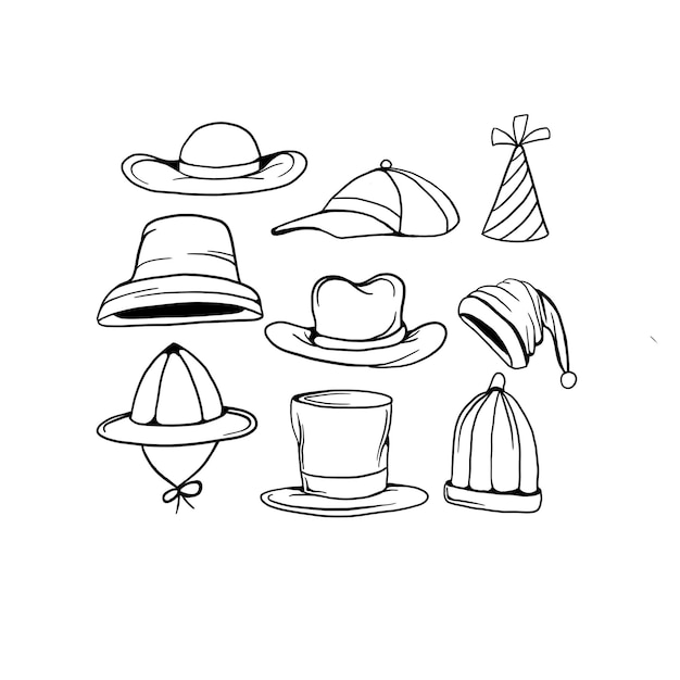 hat handrawn doodle art illustrations vector