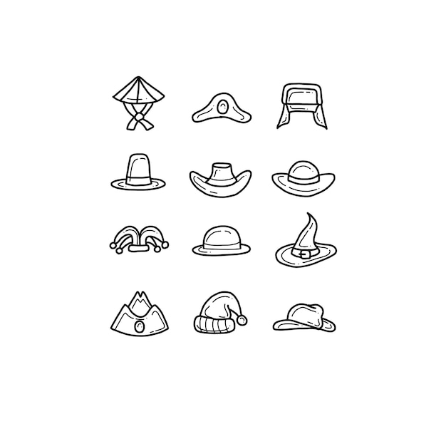 hat handrawn doodle illustrations vector