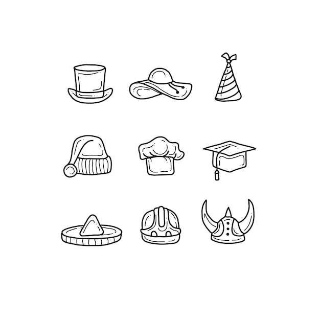 hat handrawn doodle illustrations vector