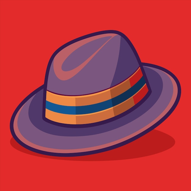 Vector a hat with a blue band and a red background