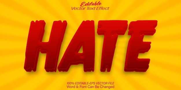 Hate Text Effect Editable Alphabet Cartoon Angry Comic Smile Red Yellow