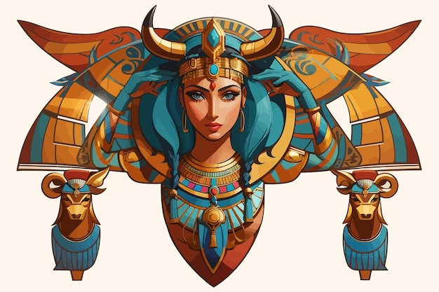 Hathor of a was a major goddess in ancient Egyptian religion illustration