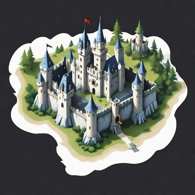 Vector haunted castle map cartoon vector set white background isolated