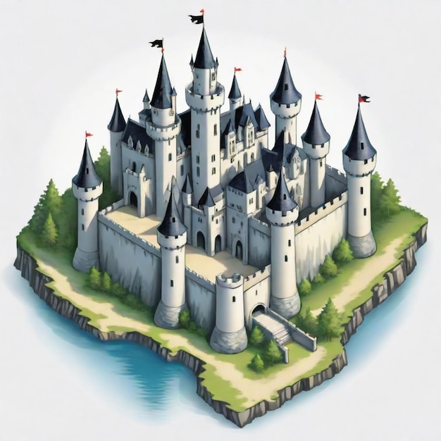 Vector haunted castle map cartoon vector set white background isolated