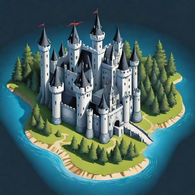 Vector haunted castle map cartoon vector set white background isolated