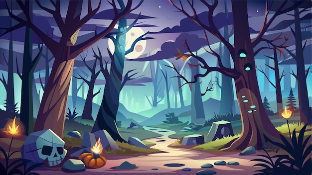 Haunted forest cartoon background 10