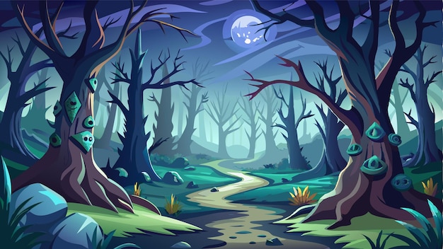 Haunted forest cartoon background 17