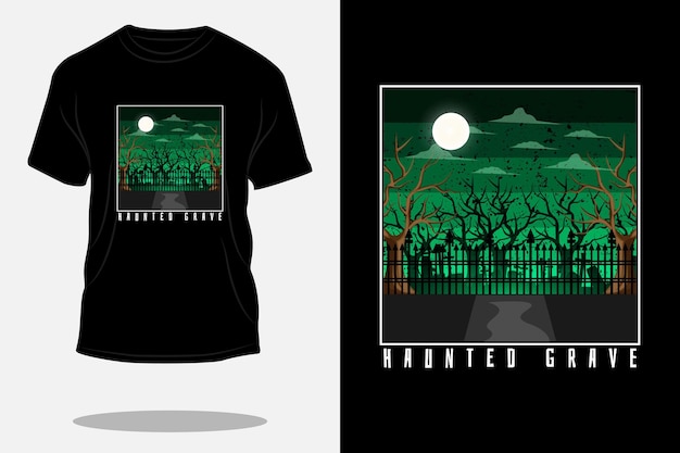 Haunted grave retro t shirt design