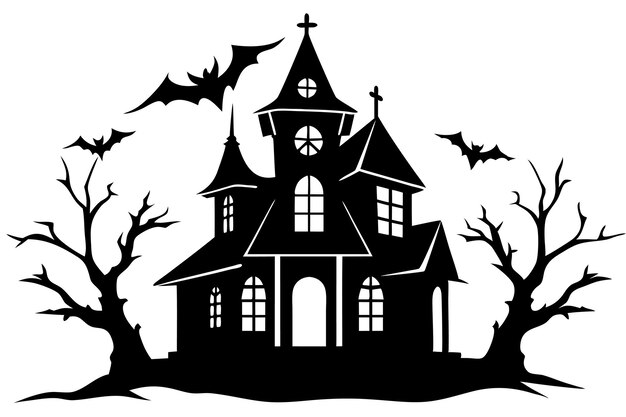 Haunted House Eerie Mansion Vector Illustration