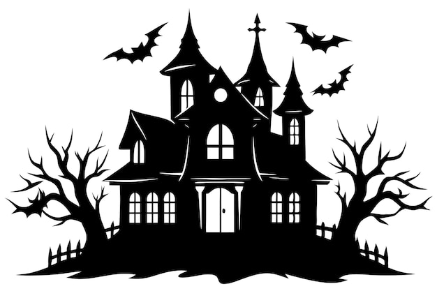 Vector haunted house eerie mansion vector illustration