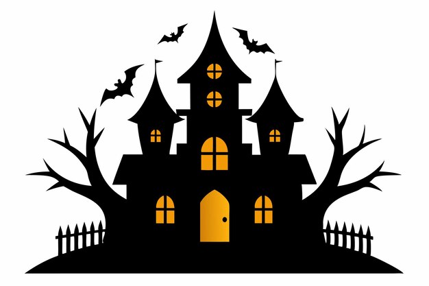 Vector haunted house eerie mansion vector illustration