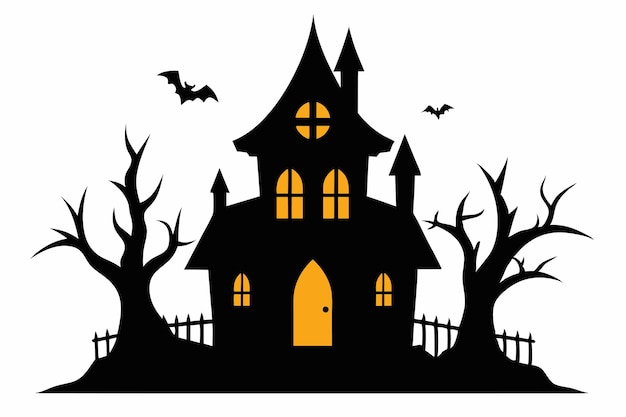 Vector haunted house eerie mansion vector illustration