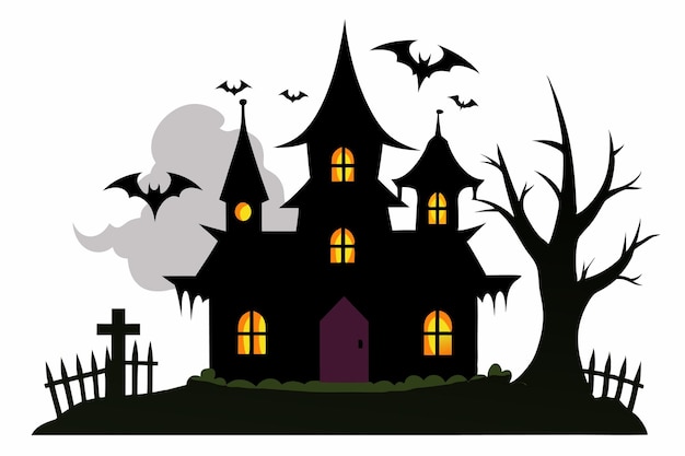 Vector haunted house eerie mansion vector illustration