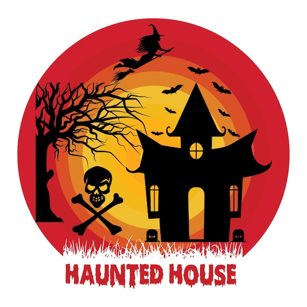 Haunted house. Halloween t-shirt design.